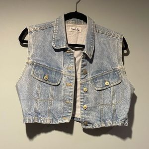 True blue cropped denim vest